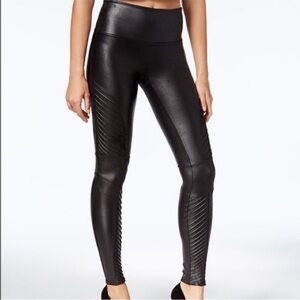 SPANX Shiny Black Moto Leggings Size Small